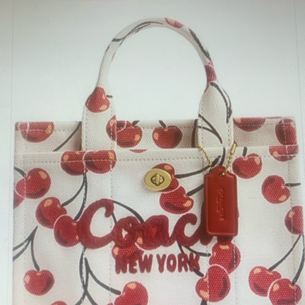 Coach cherry print mini tote